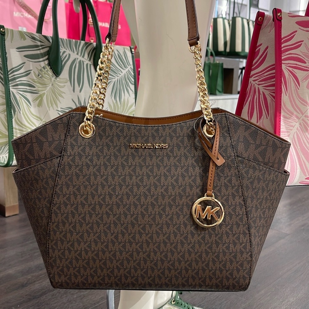 MICHAEL KORS LG CHAIN SHLDR TOTE BROWN 35F8GTVE7B